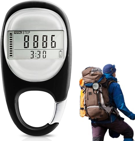 1 Stück 3D Schrittzähler mit Clip, Tragbarer Digitaler Schrittzähler, Genauer Ohne App und Handy, Fußgelenk Pedometer, Kalorienverbrauch, Ideal für Gehen, Laufen und Sport