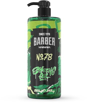 Barber Marmara No.78 Transparent Non-Foaming Shave Gel with Pump 1L | Professional Turkish Barber Quality for Precision Shaving. Ideal for Beard Contours, Neckline and Close Shaves.