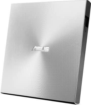 Asus ZenDrive U9M USB-C externer Ultra Slim DVD Brenner (inkl. USB-C Kabel, Brennsoftware & Nero Backup App), für Apple MacBooks und Windows 7/8 / 10/11 PCs/Notebooks, USB 2.0, Silber