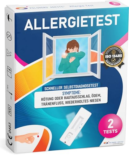 ADESTE TEST ALLERGIE – Allergietest für zuhause, Schnelltest zur Bestimmung des IgE-Spiegels im Blut. Erkennt mögliche allergische Reaktionen. Packung mit 2 Tests