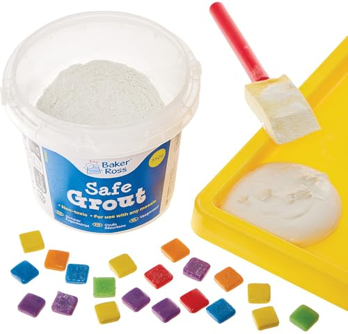 Baker Ross FN099 Sicherer Fugenmörtel, 350 g Dose, Mosaik- und Fliesen Bastelmaterial
