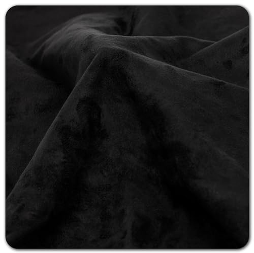 Folindo® Mikrofaserstoff Folie Schwarz 100 x 152cm - Selbstklebende Luftkanal Autofolie Blasenfrei - Wildleder Velours Optik Strech Dehnbar