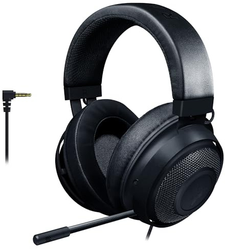 Razer Kraken - Plattformübergreifendes kabelgebundenes Gaming-Headset (Individuell abgestimmte 50-mm-Treiber, Unidirektionales Mikrofon, 3,5-mm-Kabel mit Inline-Steuerung) Schwarz