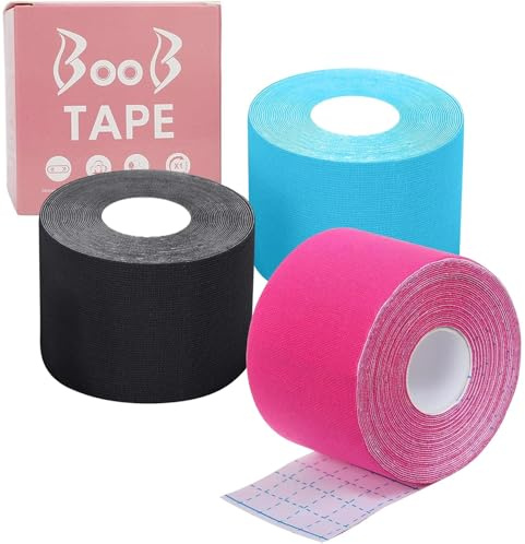 EOPUOZS Kinesiologie Tape Sport (3 Rollen 5m), Elastisches Sporttape aus Baumwolle, Selbstklebend Tape für Muskeln und Gelenke, 5cm Breite (Blau & Schwarz & Rosa)