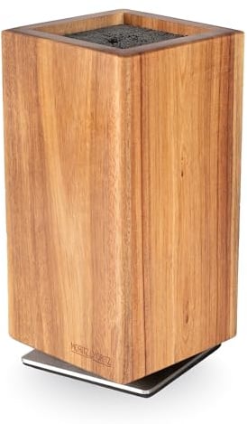 Moritz & Moritz Messerblock Akazie drehbar 360° - Messerhalter Magnetisch mit Drehfuß & herausnehmbarem Borsteneinsatz - flexibler Messerständer für Küche - Messerblock ohne Messer