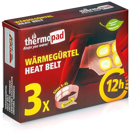 Thermopad Wärmegürtel GR. S-XL (Stretch/Klett) – DAS ORIGINAL: 3x Wärmegürtel für 12 Stunden I Sofort einsatzbereiter Wärmegurt aus extra warmen Wärmepflastern/Wärmepads – Rückenwärmer