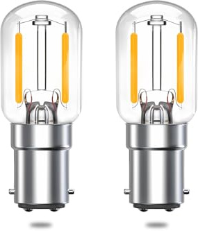 Bonlux 2W Nähmaschinen Birne B15d LED Nähmaschinenlampe Ersatz 15 Watt Glühbirne Bajonett Nähmaschinen Lampe Ba15s Glühlampe, 220V, 230V, 240V, 150lm, Warmweiß 2700K, 2 Stück
