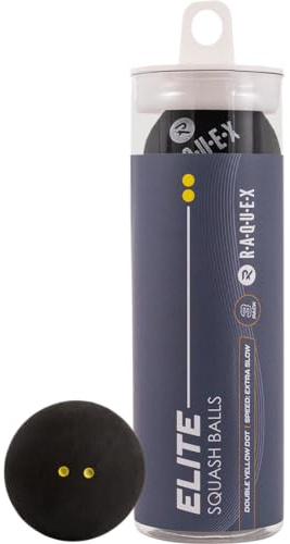 Raquex Squashbälle im 3er-Tube – 4 Geschwindigkeitsoptionen – Elite Doppelgelb, Intermediate Gelb, Rot Squashbälle Anfänger, Fortgeschrittener Blau. Von der WSF zugelassener Squashball
