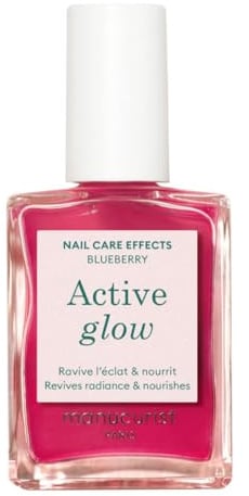 Manucurist Active Glow™ Blueberry Nagellack | Nagellack Schnelltrocknend – Nagelhärter mit Farbe & Intensivrosa Gloss-Effekt, Vegan Nail Polish