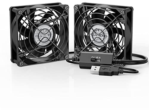 ELUTENG Doppel PC Lüfter USB 80mm mit 3 Geschwindigkeit Einstellbar 8cm Computer L üfter USB 2 in 1 Mini PC Ventilator mit Metallgrill 5V Lüfter 2700RPM