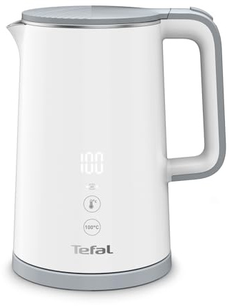 Tefal KO6931 Sense Wasserkocher, 1,5 L Kapazität, Digitalanzeige, 5 Temperaturstufen, 360°-Sockel, Wasserstandsanzeige, herausnehmbarer Kalkfilter, 30 Minuten Warmhaltefunktio, 1800W, weiß