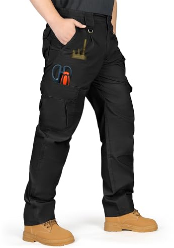 IGOLUMON Arbeitshose Männer Stretch Cargohose Herren Elastische Taille | Taktische Hose Herren Leichte Outdoorhose mit Vielen Taschen Wanderhose Ripstop