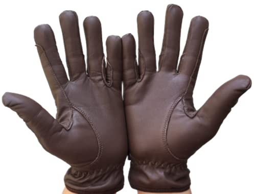 Reithandschuhe für Damen, 100% echtes Leder, Braun, Beige, Hellbraun und Schwarz