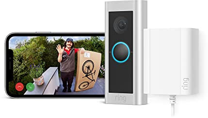 Ring Videotürklingel Pro Kabel (bisher: Video Doorbell Pro 2) + Netzteil von Amazon | Klingel mit Kamera, 1536p HD, Kopf-bis-Fuß-Aufnahme, 3D-Bewegungserfassung, Vogelperspektive