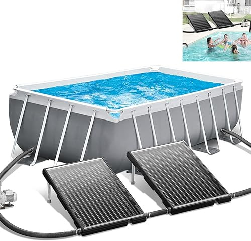 Aufun Sonnenkollektor Solar Poolheizung Solarheizung Heizung, 2 Stück | 10000 L/h Höhenverstellbar 38mm Anschluss Solarmatte Warmwasser für Schwimmbad, Garten, 110x69x14 cm, Schwarz