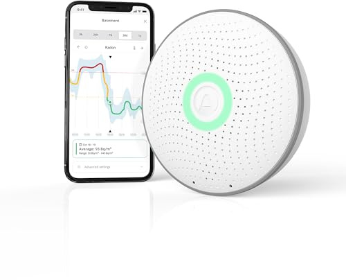 Airthings 2950 Wave Radon – Smartes Radon-Messgerät mit Feuchtigkeits- und Temperaturüberwachung, genau und anwenderfreundlich, kabellos, mit App