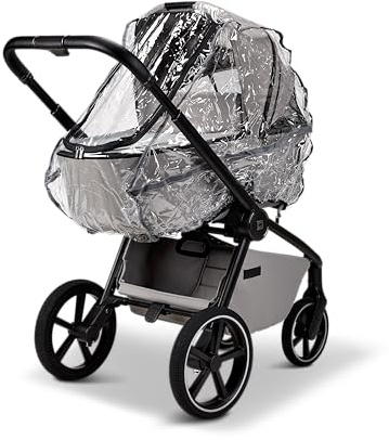 MOON Regenschutz für Kinderwagen, durchsichtig Reflektorstreifen, Regenverdeck