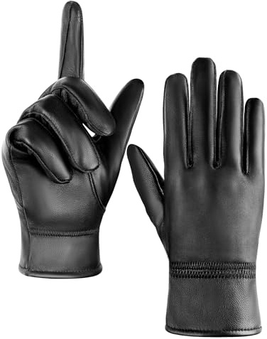 MELLIEX Lederhandschuhe Herren, Echtleder Handschuhe Touchscreen Dünne Ungefüttert Winddicht Leder Handschuhe Winter