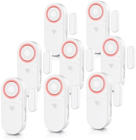 CSL - 8X Fensteralarm Einbruchschutz - Türalarm - 120 dB lauter Signalton Alarmsensor - Tür und Fenster - 8er Set mit Batterien - Alarmanlage - Wohnmobil - Gartenhaus