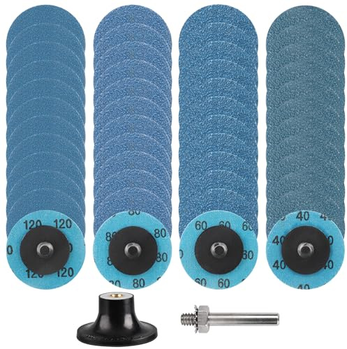 Shineboc 50mm Zirkonkorund Schruppscheibe, 48 Stück Schleifscheiben Set Körnung 40/60/80/120 für Metall Holz Stahl Fächerscheibe für Trenn-Winkelschleifer
