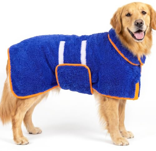 Bienbee Hundebademantel, schnell trocknend, super saugfähig, Hundehandtücher zum Trocknen von Hunden, warme Hundemäntel nach dem Baden, Badezubehör, Dunkelblau, Größe XL