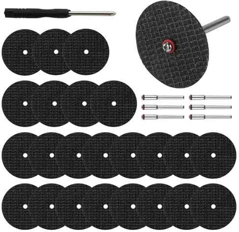 60 Stück Trennscheiben Kompatibel mit Dremel Zubehör, 32mm Trennscheibe für Rotationswerkzeug Zubehör, Trennscheiben Set für Metall Stahl und mehr, Schneidräder mit 6 STK 3mm Mandrels