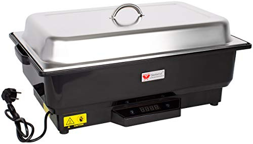 Beeketal 'BCD-5E' Profi Gastro Chafing Dish elektrisch inkl. Gastronorm Behälter (GN) 1/1 und Deckel aus Edelstahl, Speisenwärmer mit einstellbarer Temperatur 20-85 °C und Digitaldisplay