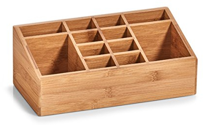 Zeller 25385 Organizer m. 12 Fächern, Bamboo, ca. 25,4 x 12 x 10 cm, Schreibtischorganizer, Schminkorganizer, Organzier für Büro, Küche, Bad, Natur, Natürlich.