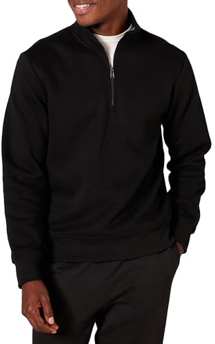 Amazon Essentials Herren Langärmliges Fleece-Sweatshirt Mit Viertelreißverschluss