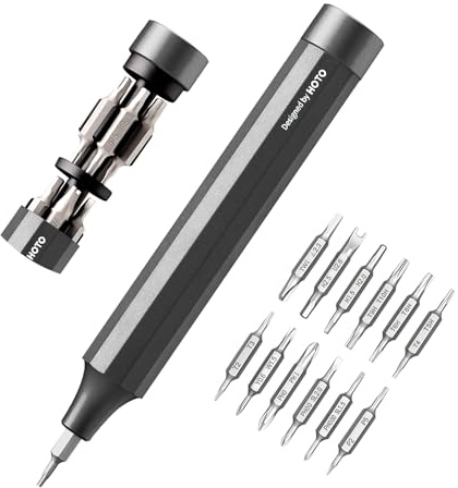 HOTO Feinmechaniker Schraubendreher Set, 24 in 1 Magnetisch Präzisions Schraubendreher Bits Set, Mini Schraubenzieher Werkzeug Satz für Handy Laptop PC Brille Uhr, Klein 12 cm×1.66 cm, Grau