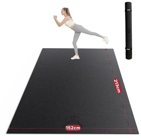 HAPBEAR Yogamatte XXL- Extra Groß Breit Sportmatte Fitnessmatte Rutschfest 213cm x 152cm/183cm x 122cm x 8mm Dicke, Hoher Dichte Ultra Haltbar PVC, Gymnastikmatte Schuhfreundlich