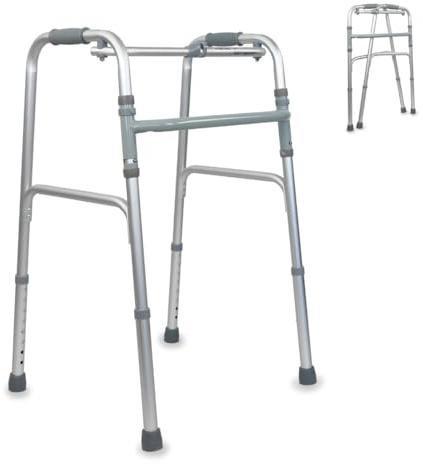 Mobiclinic®, Gehhilfe, Gehbock, Schmal, Stabil, Klappbar, 4 gummifüße, Aus aluminium, Leichtgewicht, Europäische marke, Höhenverstellbar, Ergonomische griffe, Nur 2, 5 kg, Silber, Modell columna