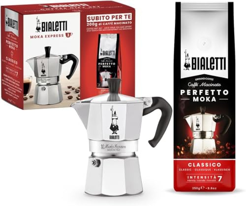 Bialetti Espressokocher plus 250 g Perfekt Moka Bialetti, nicht induktionsfähig, 3 Tassen (130 ml), Aluminium, 0003544