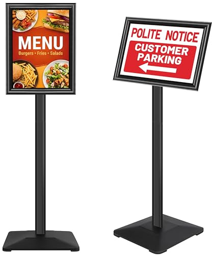 VAIIGO Infoständer A4, Höhenverstellbarer Plakatständer mit Schwerem Gusseisenfuß,Posterständer Präsentationsständer für Poster, Werbung, Werbeständer-Snaprahmen, Schwarz