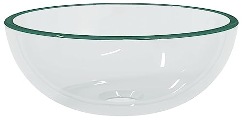 vidaXL Waschbecken, Becken für Badezimmer Waschraum Nasszelle, Aufsatzwaschbecken über der Theke, Waschschale Waschtisch, Hartglas Transparent