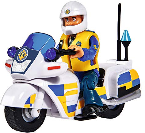 Simba 109251092 - Feuerwehrmann Sam Polizei Motorrad, mit Malcolm Figur, mit Zubehör, Staffel 12, ab 3 Jahren
