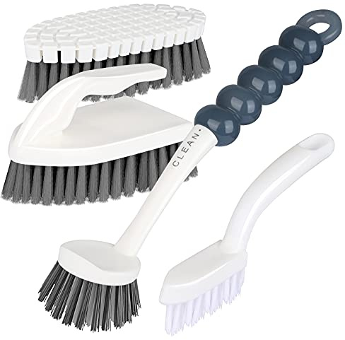 GIPTIME Spülbürste-Felgenbürste,4Stück Reinigungsbürsten Inklusive Scheuerbürste Komfortgriff Küchenreinigung | Biegbare Hand Schrubbbürste,Wand-Fugenbürste,Zuhause Scheuerbürste