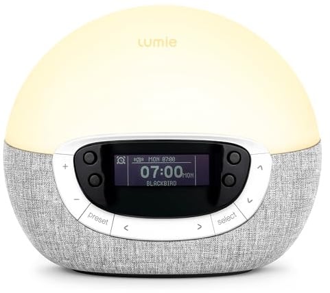 Lumie Bodyclock Shine 300 Lichtwecker, Radio & 15 Einschlafgeräusche | UKW-Radio, 15 Einschlafgeräusche & Sonnenuntergangs-Dimmen; sanfter Lichtwecker für entspannte Morgen