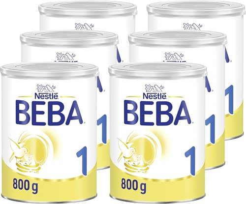 BEBA 1 - Anfangsmilch von Geburt an, Baby- Milchpulver (6x800g) | Säuglingsmilchnahrung nur mit Laktose, ohne Palmöl, geeignet ab Geburt als alleinige Nahrung oder zum Zufüttern