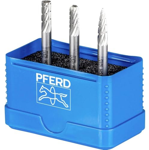 PFERD TOOLS HSS-Frässtift Set, 3-tlg. | Zahnung 3, Ø 6mm, Schaft-ø 6mm | 22900810 – universell für Stahl, Stahlguss und Gusseisen