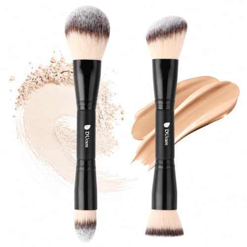 DUcare Foundation Pinsel - Dual Head Contour Bronzing Makeup Pinsel | Dual Head Self Tanning Makeup Brush zum Verblenden von Foundation, Concealer, Cremes und Make-up