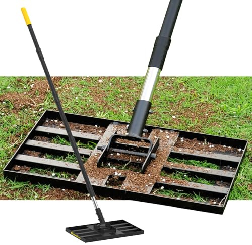 BlumeTrec Rasen-Nivellierungsrechen, 2,04m, 43 x 25 cm, Nivellierwerkzeug, robust, müheloses Rasen-Nivellierwerkzeug, Stahlgriff, Rasennivellierer für Hof, Garten, Golfplatz, einfache Ebene