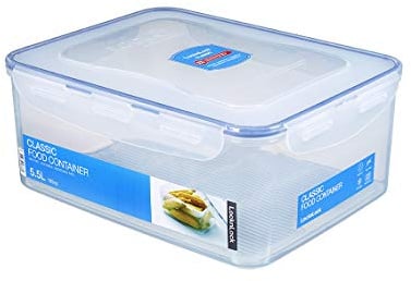 LocknLock PP Classic Vorratsdose mit Ablaufgitter | 5,5 L | 29,5 x 23 x 11,8 cm | 100 % luft- und wasserdicht | Gefrier-& Kühlschrank Organizer | Spülmaschinen-& Mikrowellengeeignet
