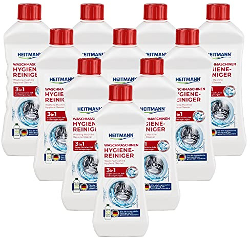 HEITMANN Waschmaschinen 3- in 1 Reiniger, 10er Pack: entfernt Kalk, Ablagerungen & Gerüche von Gummi- und Metallteilen, mit Anti-Biofilm-Formel, materialschonende Formel