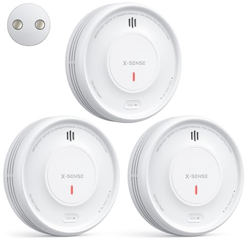 X-Sense Intelligenter Rauchmelder WLAN mit Magnethalterung, Funkrauchmelder smart, 10 Jahre Produktlebensdauer, Austauschbare Batterie, APP-Funktion erfordert die SBS50-Basisstation, XS0D-MR, 3 Stück