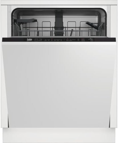 Beko BDIN16420 Vollintegrierte Geschirrspülmaschine/Verschiebbarer Besteckkorb/Spülmittelfach mit Schiebeverschluss/Selbstjustierende Türfeder/14 Maßgedecke