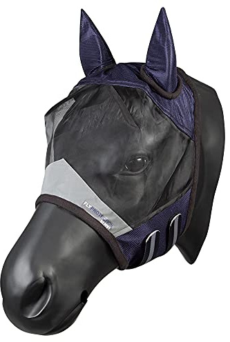 PFIFF 102943 Fliegenmaske mit UV Schutz, Pferde Fliegenschutz, Pony, Dunkelblau
