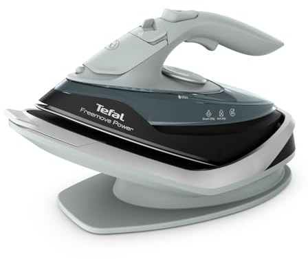 Tefal Freemove Power kabelloses Dampfbügeleisen, 2600 Watt, 40 g/Min. Dampfmenge, 220 g/Min. Dampfstoß, 250 ml Wassertank, Auto-Off, kratzfeste Keramik-Bügelsohle, Tropfstopp, Eukalyptus, FV6670E0