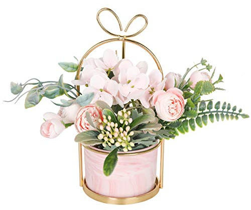 Hobyhoon Künstliche Blumen im Topf, Unechte Deko kunstblumen wie echt Gefälschte Hortensien seidenblumen für Hochzeitsdeko, Tischdeko, Wohnzimmer, Schlafzimmer, Zimmer Deko