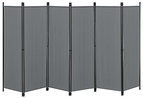Raumteiler Huesca 6-teilig 300x171cm Paravent Trennwand 6-TLG. Sichtschutz Stellwand Spanische Wand Dunkelgrau